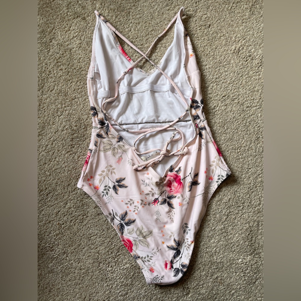 Cupshe Women’s One-piece Pink Floral Swim Suit Size Medium - Picture 4 of 7